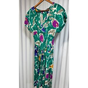 Vintage REO Originals Funky Bold Print Long Sleeve Dress size 16